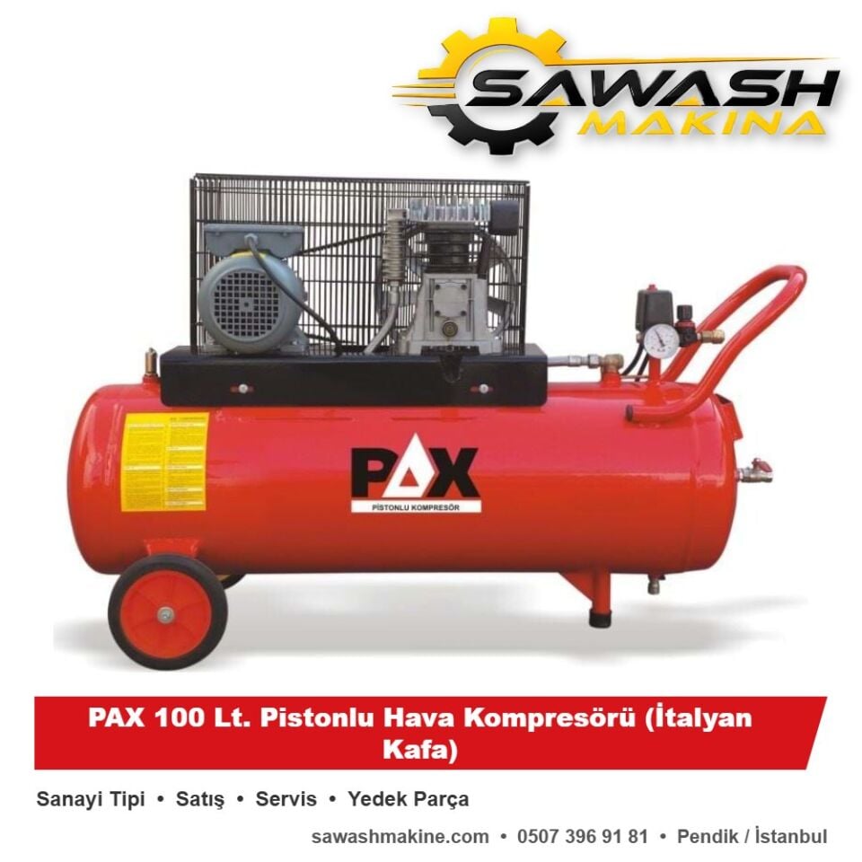 PAX 100 Lt. Pistonlu Hava Kompresörü (İtalyan Kafa)