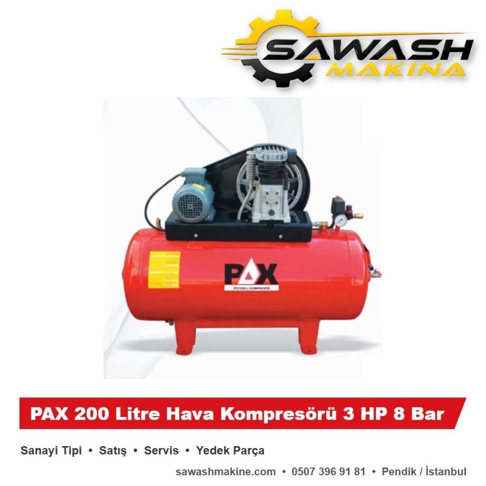 PAX 200 Litre Hava Kompresörü 3 HP 8 Bar