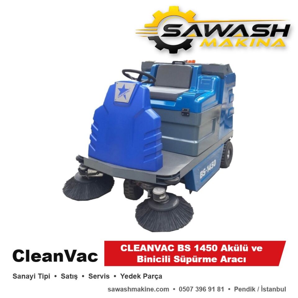 CLEANVAC BS 1450 Akülü ve Binicili Süpürme Aracı