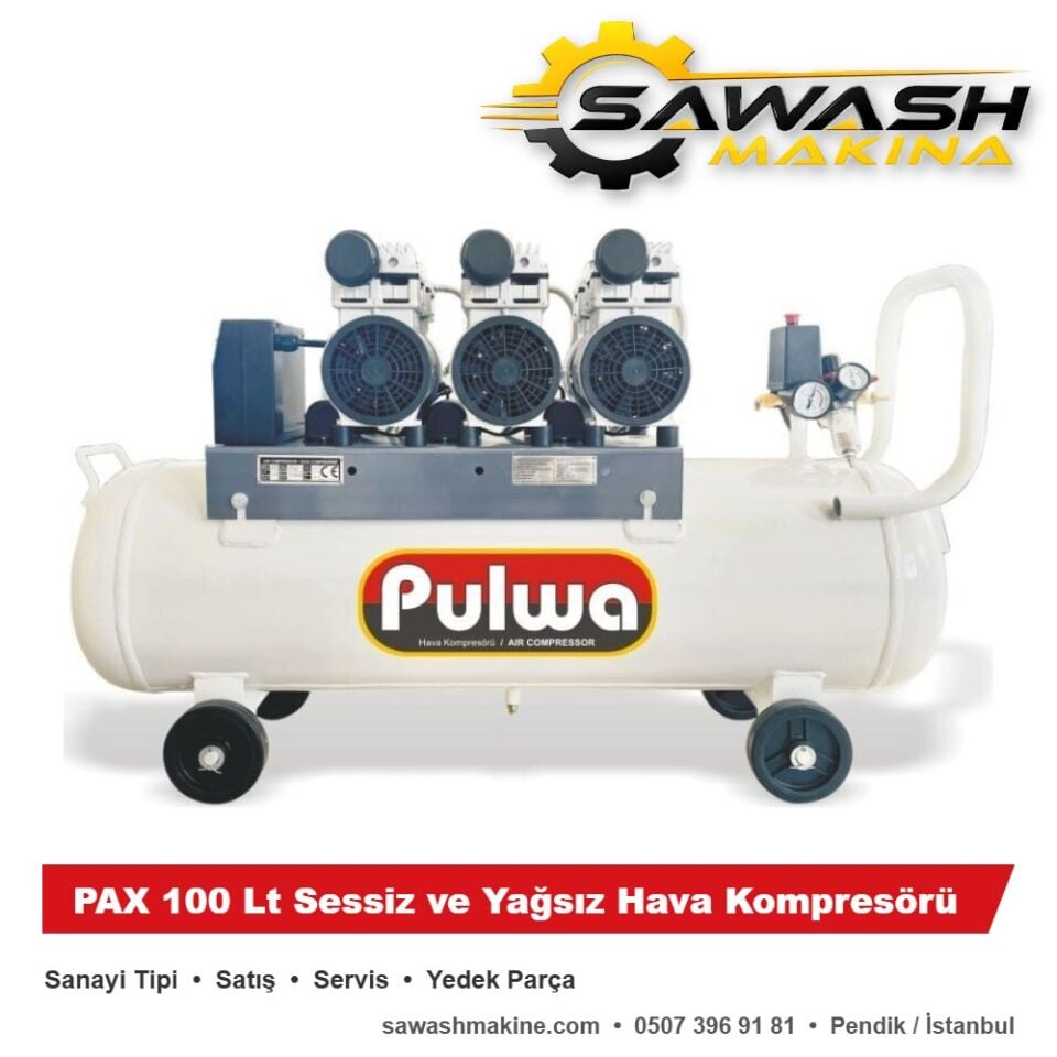 PAX 100 Lt Sessiz ve Yağsız Hava Kompresörü