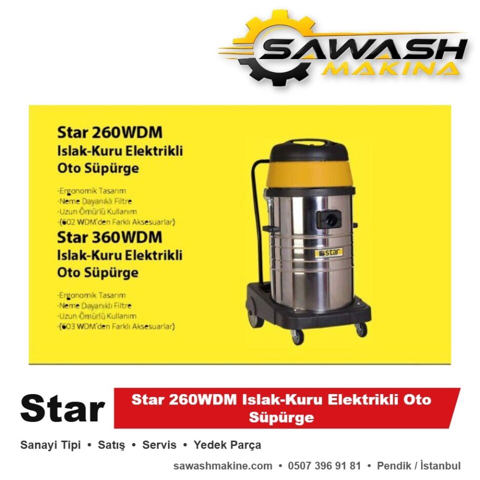 Star 260WDM Islak-Kuru Elektrikli Oto Süpürge