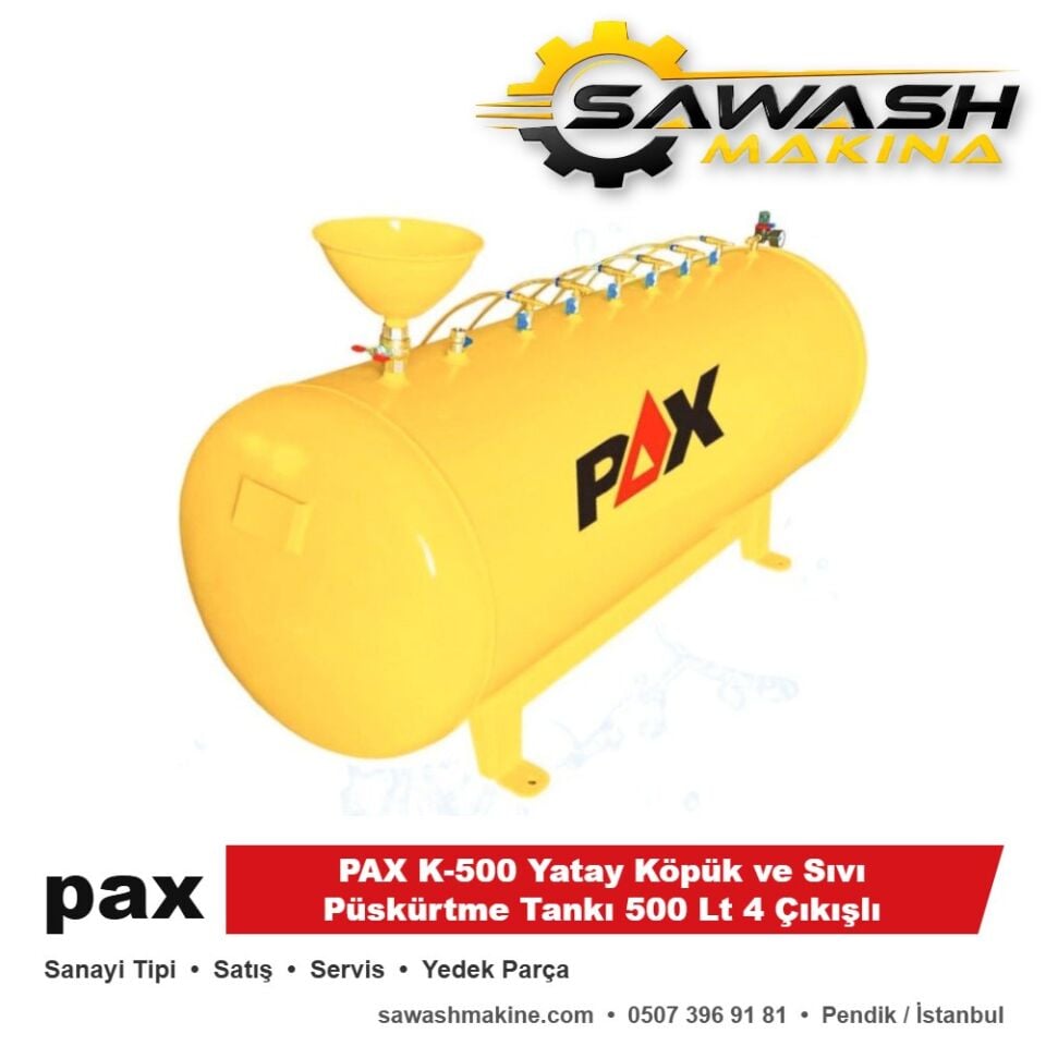 PAX K-500 Yatay Köpük ve Sıvı Püskürtme Tankı 500 Lt 4 Çıkışlı