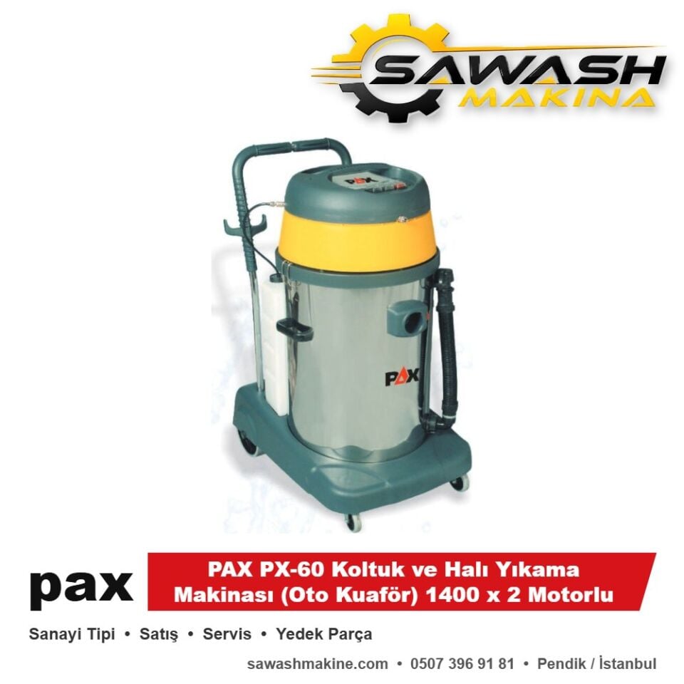 PAX PX-60 Koltuk ve Halı Yıkama Makinesi (Oto Kuaför) 1400 x 2 Motorlu