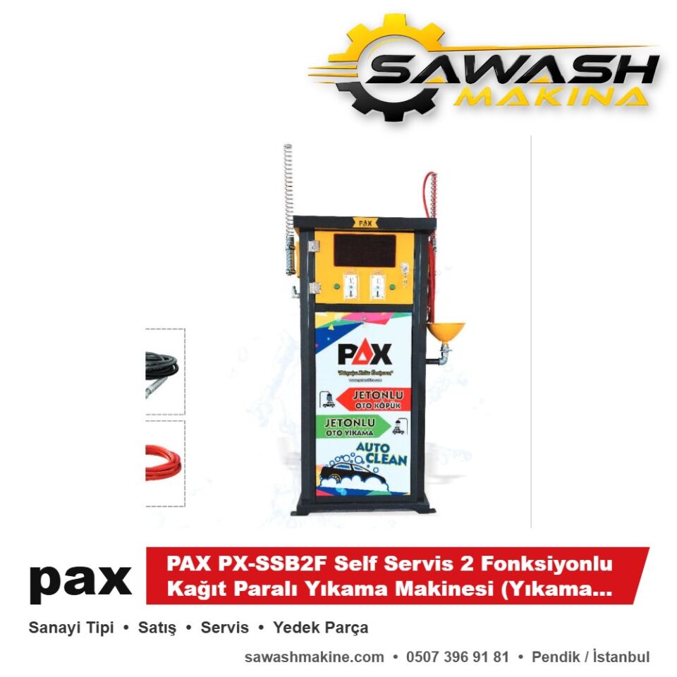PAX PX-SSB2F Self Servis 2 Fonksiyonlu Kağıt Paralı Yıkama Makinesi (Yıkama - Köpük)