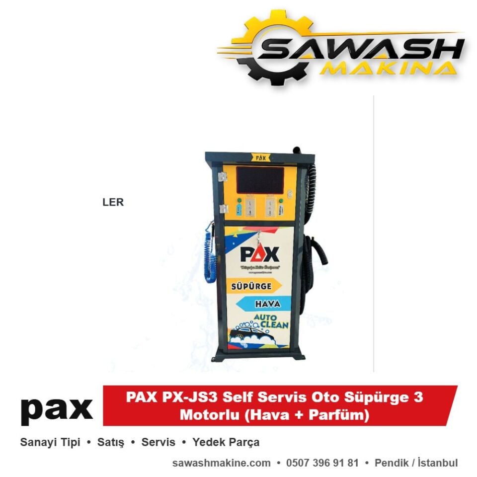 PAX PX-JS3 Self Servis Oto Süpürge 3 Motorlu (Hava + Parfüm)