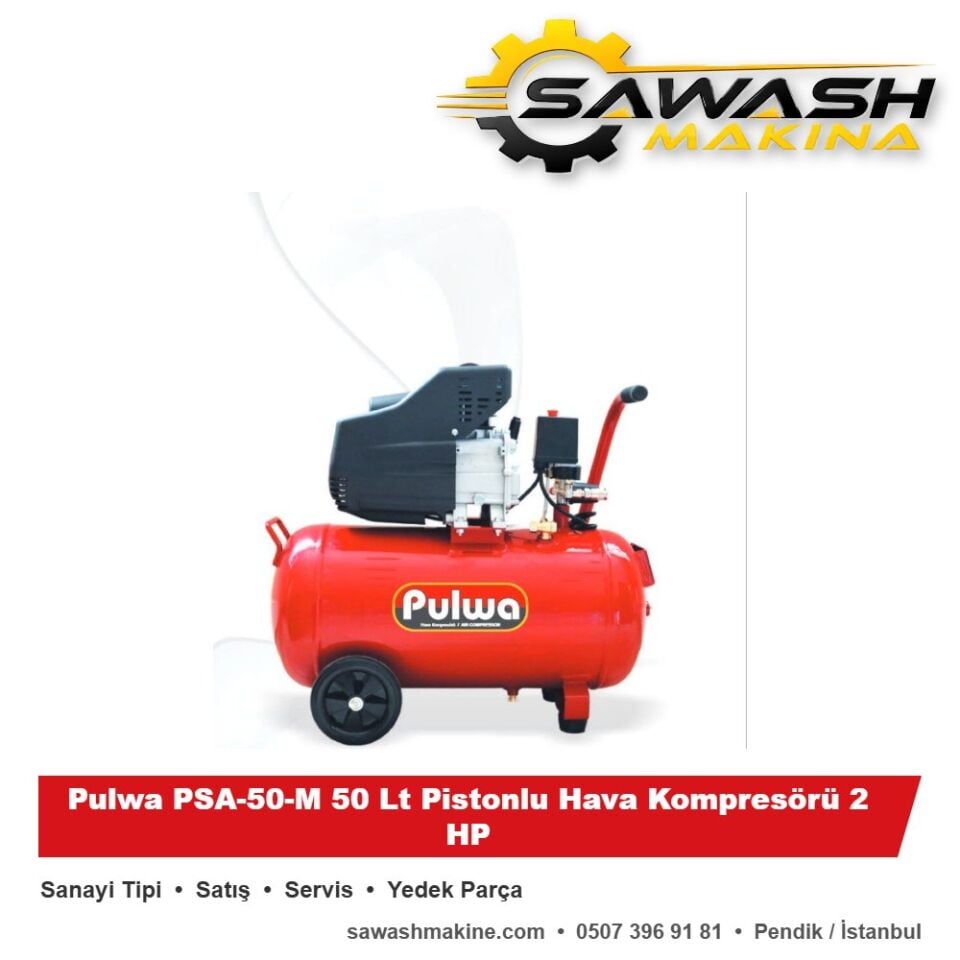 Pulwa PSA-50-M 50 Lt Pistonlu Hava Kompresörü 2 HP
