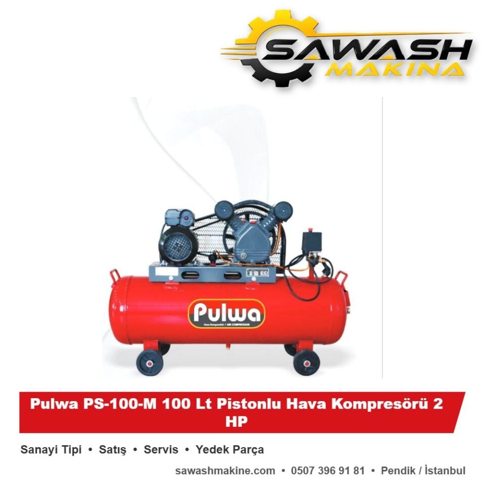 Pulwa PS-100-M 100 Lt Pistonlu Hava Kompresörü 2 HP