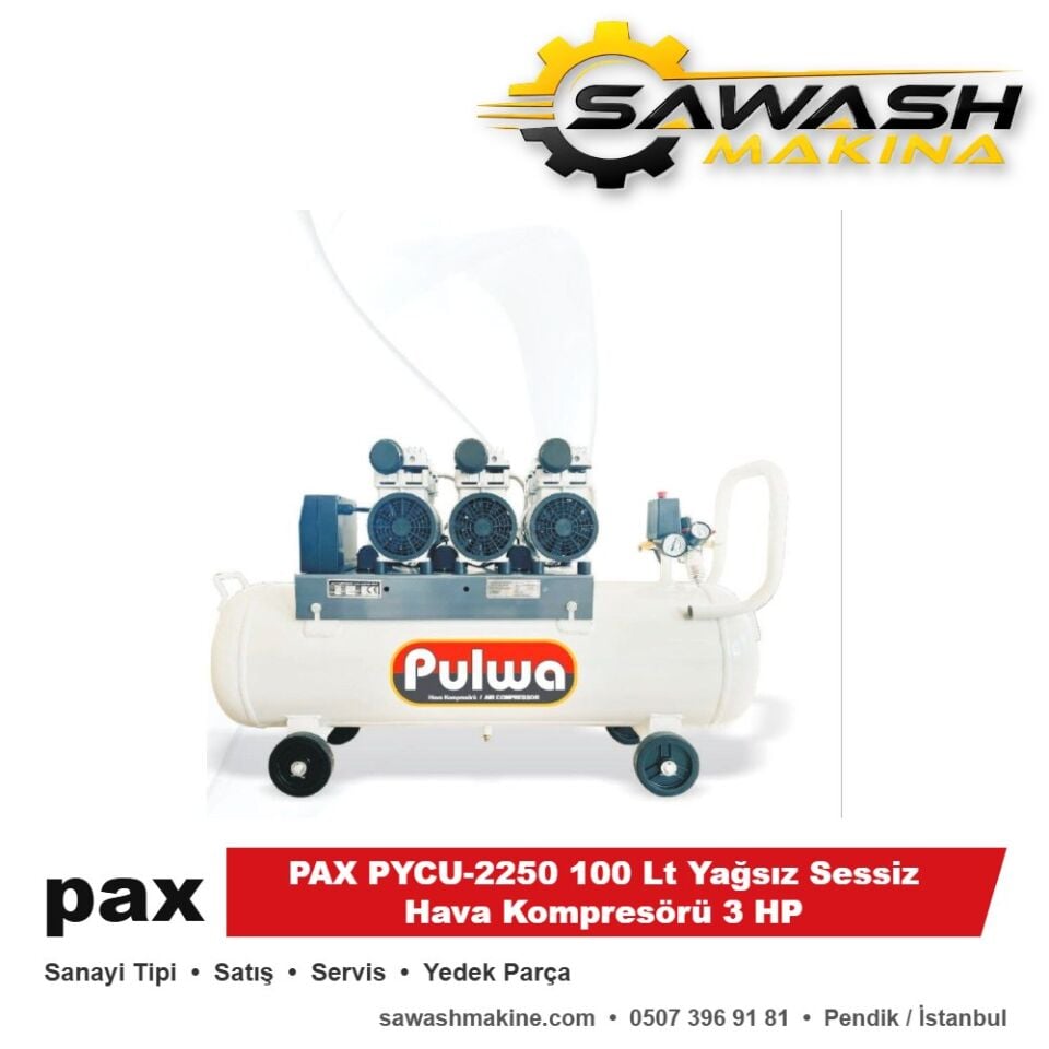 PAX PYCU-2250 100 Lt Yağsız Sessiz Hava Kompresörü 3 HP