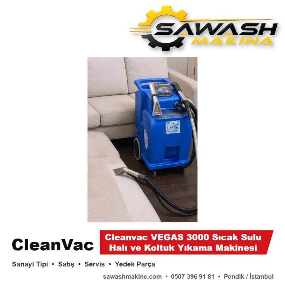 Cleanvac VEGAS 3000 Sıcak Sulu Halı ve Koltuk Yıkama Makinesi