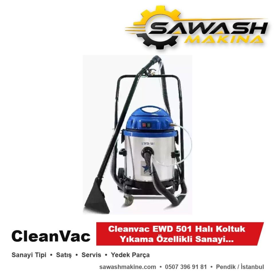 Cleanvac EWD 501 Halı Koltuk Yıkama Özellikli Sanayi Tipi Süpürge
