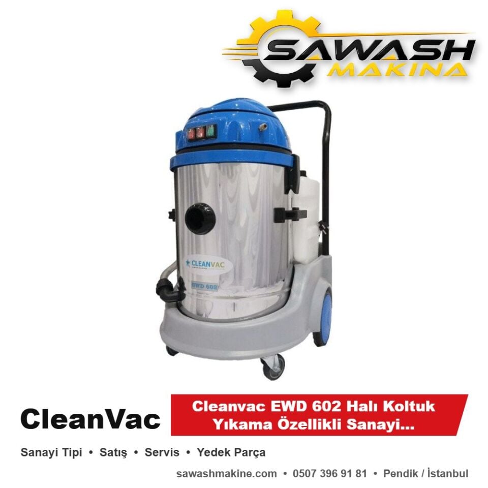 Cleanvac EWD 602 Halı Koltuk Yıkama Özellikli Sanayi Tipi Süpürge