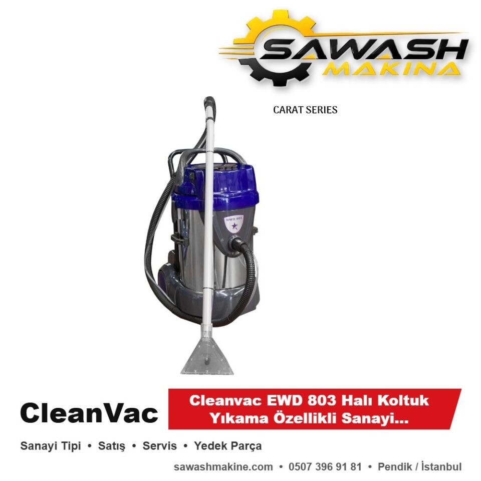 Cleanvac EWD 803 Halı Koltuk Yıkama Özellikli Sanayi Tipi Süpürge