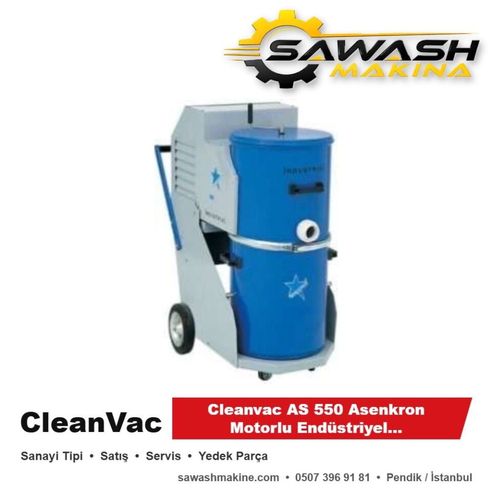 Cleanvac AS 550 Asenkron Motorlu Endüstriyel Vakum Makinesi