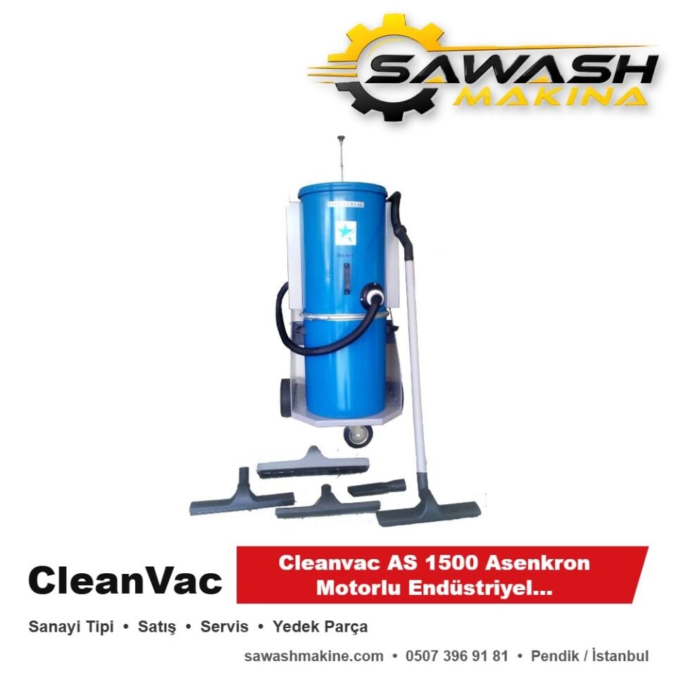 Cleanvac AS 1500 Asenkron Motorlu Endüstriyel Vakum Makinesi