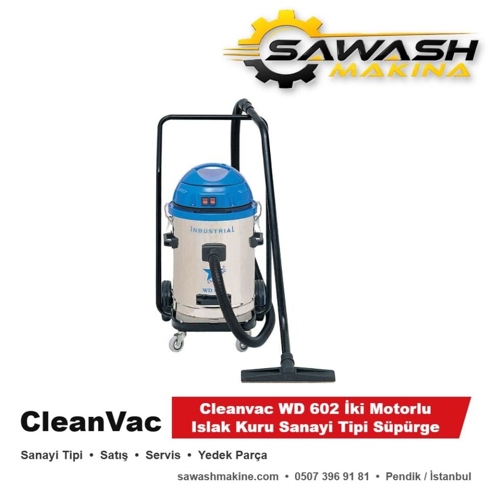 Cleanvac WD 602 İki Motorlu Islak Kuru Sanayi Tipi Süpürge