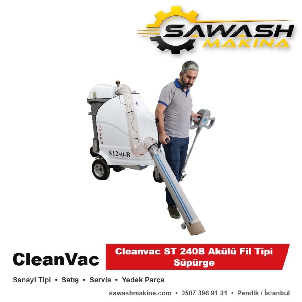 Cleanvac ST 240B Akülü Fil Tipi Süpürge